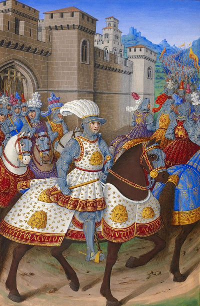 Louis XII à Gênes - en 1507 - par Jehan Marot - Enluminures de Jean Bourdichon. BnF. Mss . Fr .5091 F 15.